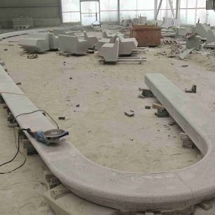 天津 芝麻白花岗岩弧形花坛石，坐凳石