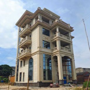 天津 黄金麻花岗岩石材别墅外墙干挂搭配（雕花栏杆花瓶柱门楼罗马柱）