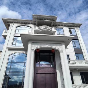 天津白麻别墅外墙干挂石材效果示例