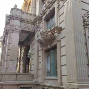 天津 黄金麻花岗岩光面别墅外墙干挂施工完成