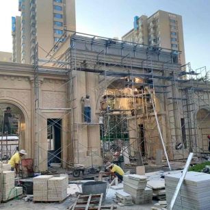 天津 黄金麻荔枝面花岗岩小区门楼外墙干挂