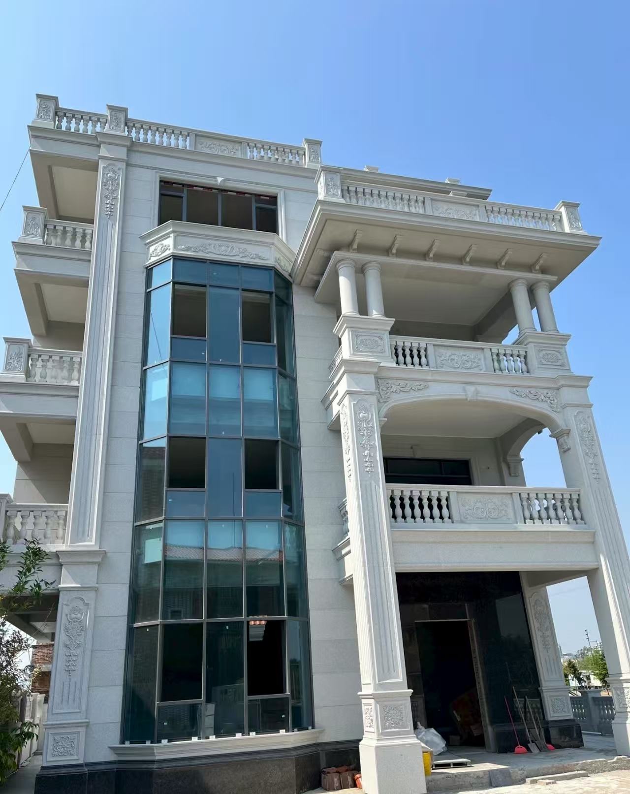 天津 白麻花岗岩别墅外墙干挂效果展示