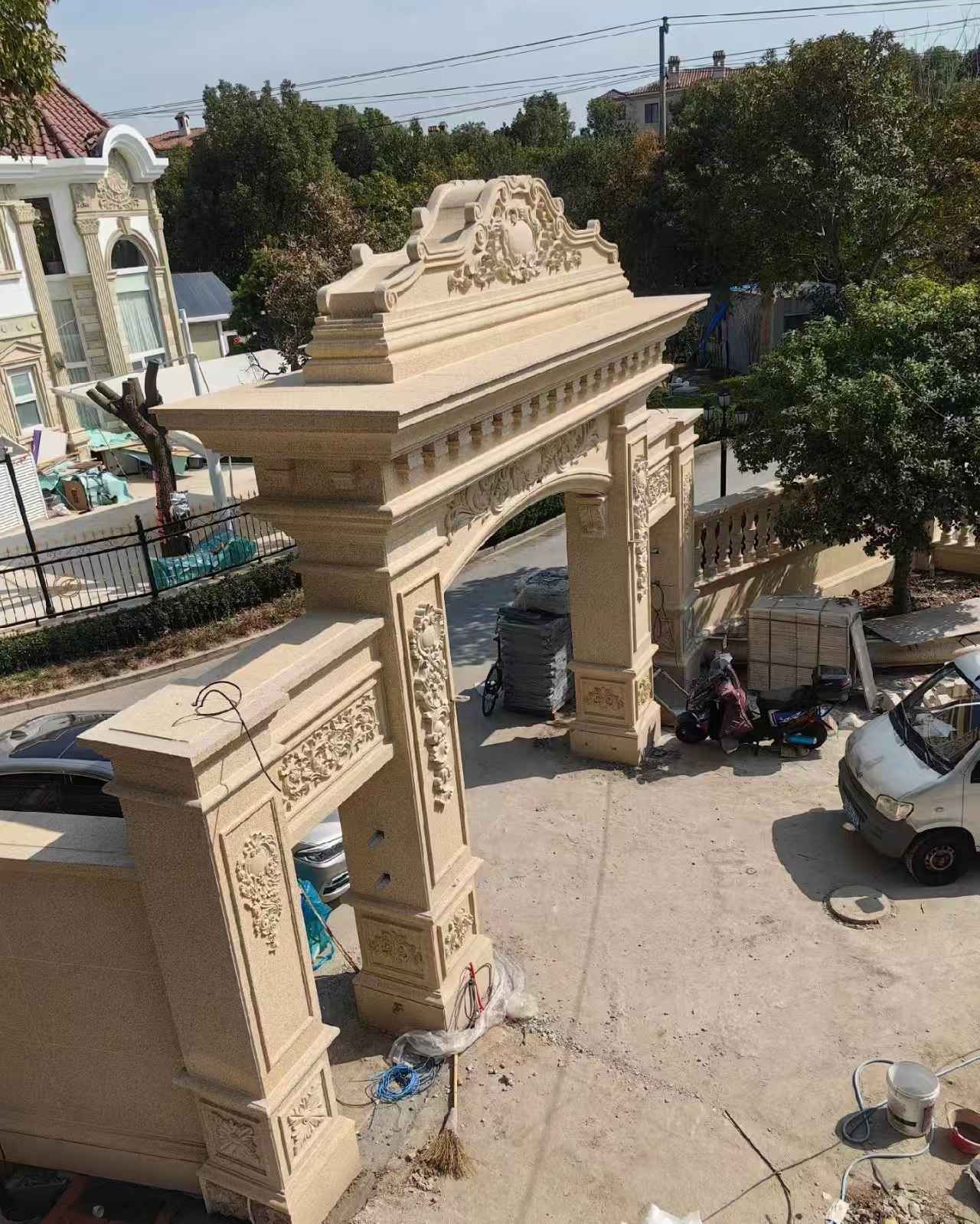 天津 黄金麻荔枝面花岗岩别墅门楼