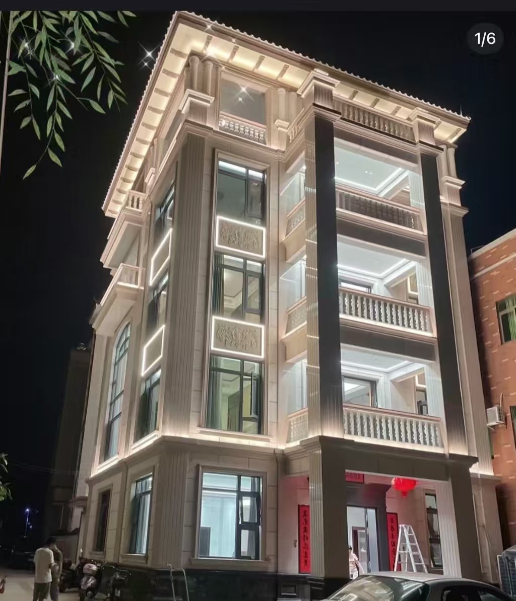 天津 芝麻白花岗岩别墅外墙夜间效果