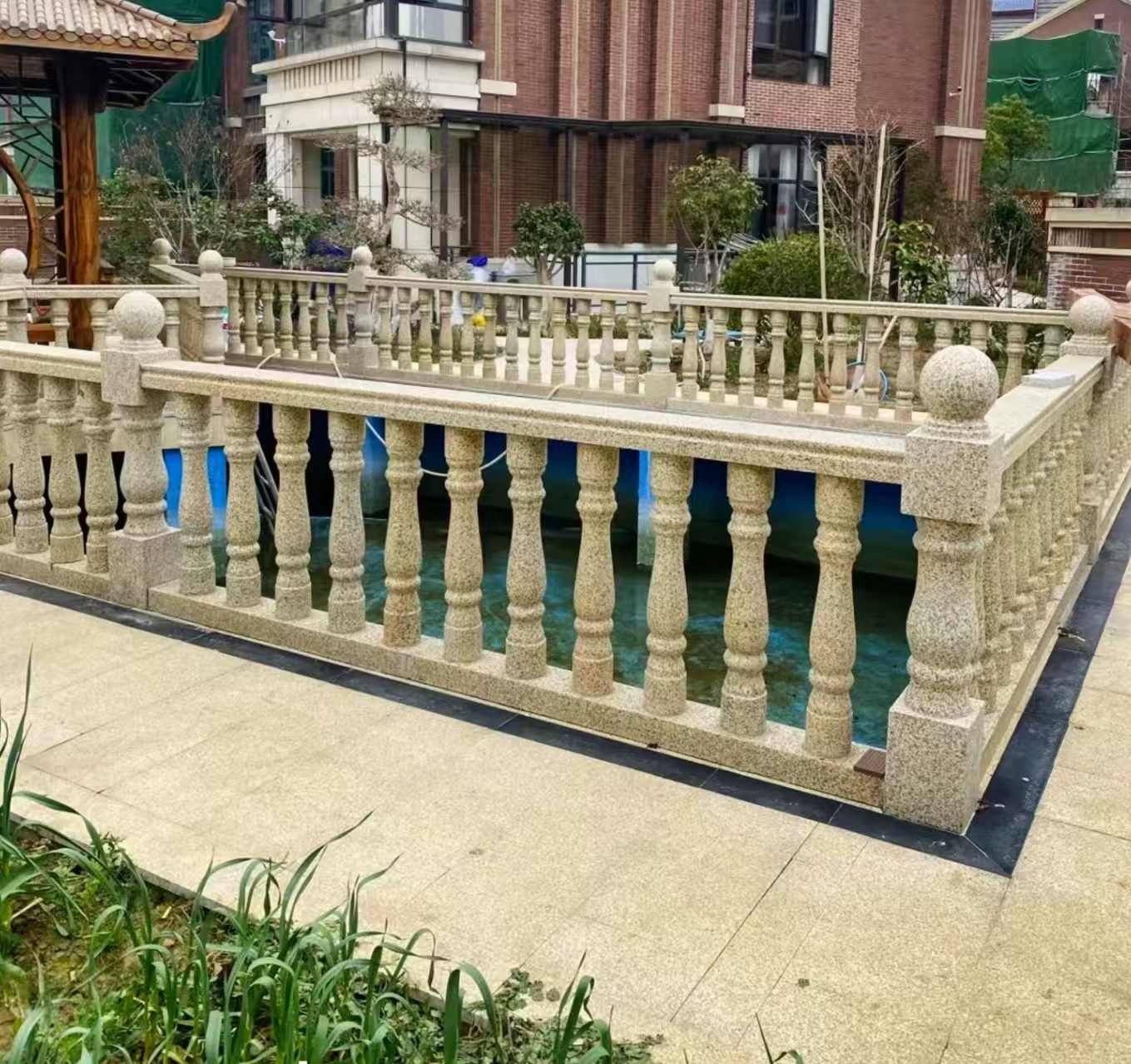 天津黄金麻花岗岩石材栏杆，扶手，将军柱，花瓶柱